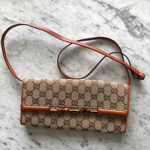 Gucci White Beige Bamboo Envelope